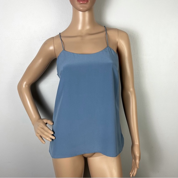NEW CAMI NYC BLUE SILK TOP - Picture 2 of 8